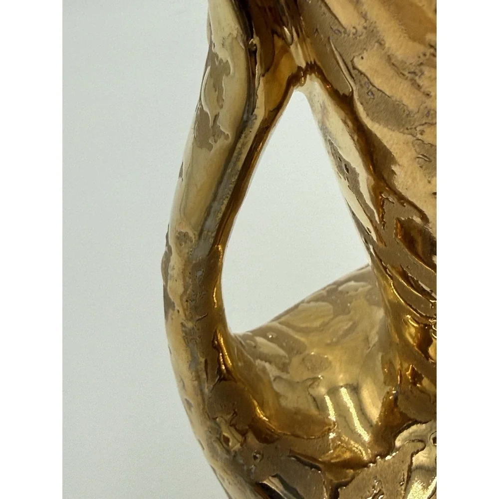 24  KT Weeping Gold Textured Ceramic Vase Glossy‎ Finish Made in U.S.A.